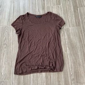 🔥3 for $5 Attention Brown Scoop Neck Cap Sleeve Top Blouse